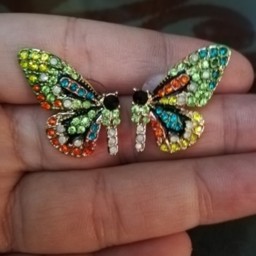 Crystal Butterfly Earrings - Picture 4 of 6